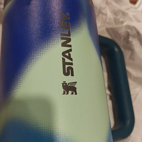 Stanley Teal, Aqua & Royal Blue Gradient Travel Mug with Handle - Picture 3 of 6